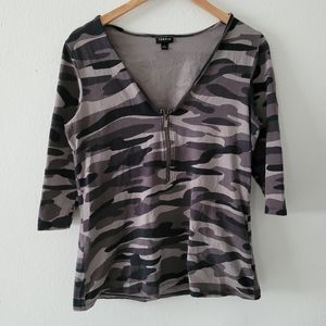 Torrid black and brown camo print long sleeve top